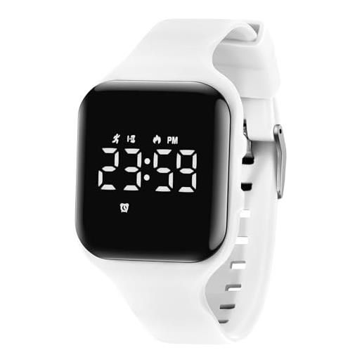 aswan watch orologio digitale bambina bambino con contapassi, calorie e distanza senza app, sveglia, cronometro, data, luce-orologio da polso ragazza ragazzo con cinturino in silicone