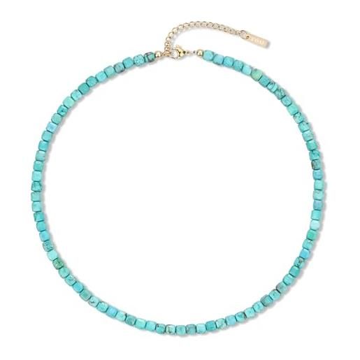 Collana Di Turchese Naturale 100% - Pietre Rotonde 6/8/10/12mm - Lunghezza 16-72 Cm