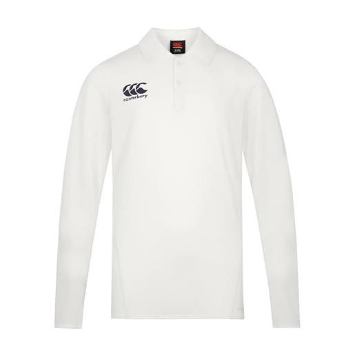 Canterbury cricket performance long sleeve polo per uomo, cream, m