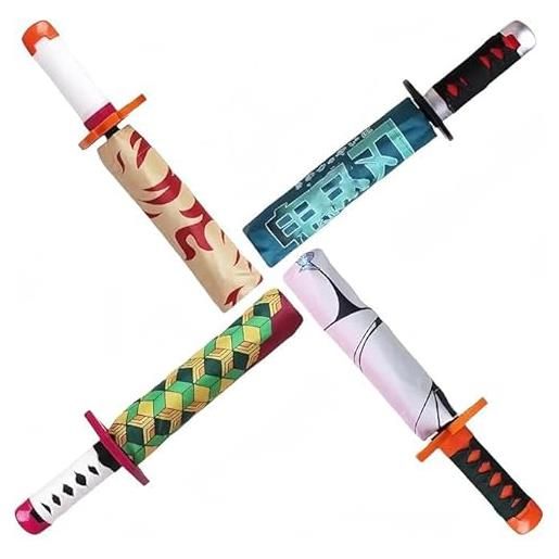 ZNLVZSH ombrello anime katana ombrelli parasole, 8 ossa pieghevoli antivento pieghevole anti-uv multifunctional rain gear, modello 3d per il regalo di natale e compleanno, kamado tanjirou a