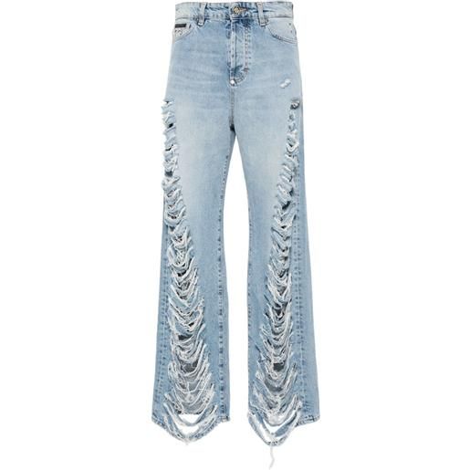 Philipp Plein pantaloni con strappi - blu