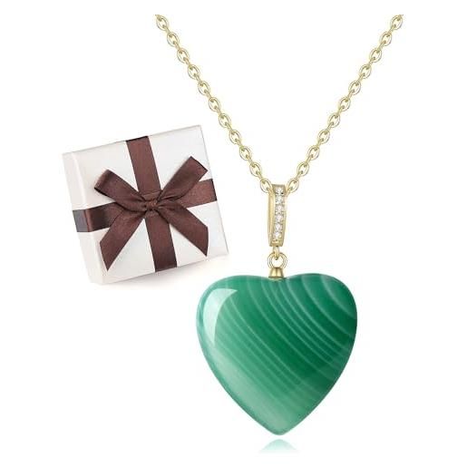 Collana Donna GAVU Con Ciondolo Cuore E Zirconi - Disponibile In Argento, Oro E Oro Rosa (Catena 40+5 Cm)