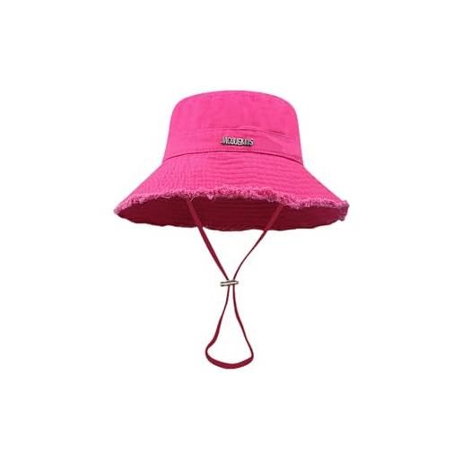OonMan cappelli a secchiello da donna cappello da pescatore da donna pieghevole retrò versatile cappello da sole bordato - rosso chiaro - taglia unica