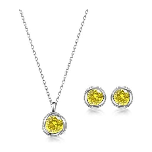 Set Gioielli Donna Collana Con Ciondolo A Barra Verticale E Orecchini A Cerchio - Placcato Oro Rosa, Argento, Oro - 3 Pezzi