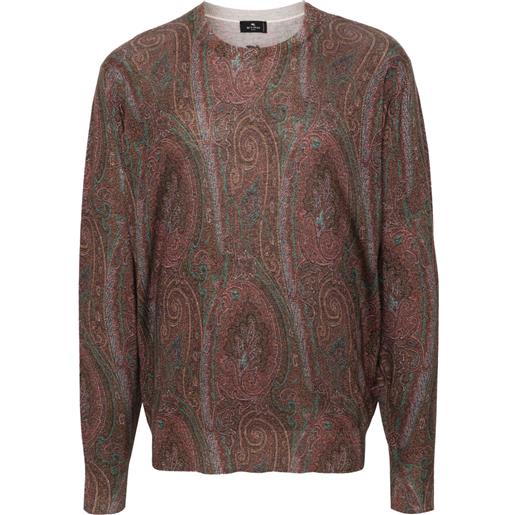 ETRO maglione con stampa paisley jacquard - marrone