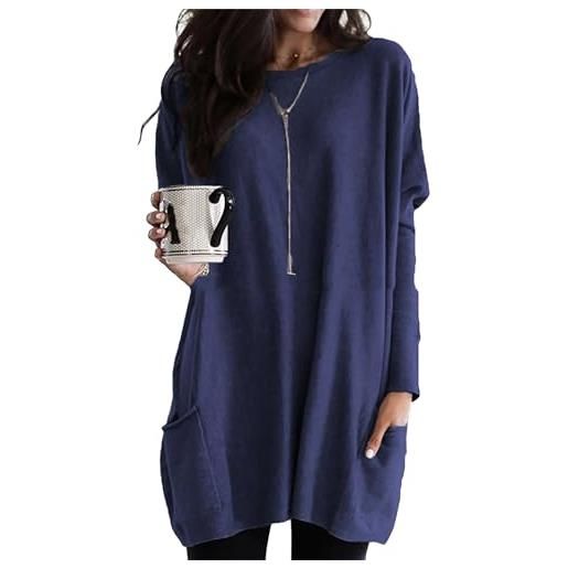 EFOFEI donna maglione di natale con tasche abito renna pullover felpe di natale vestito donna felpa manica lunga grigio xxl