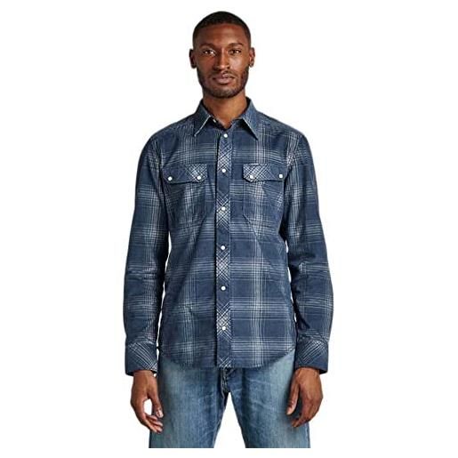 G-STAR uomo worker slim shirt, multicolore (luna blue isaac check d22005-c549-c757), xs