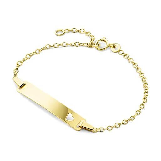 Bracciale Bambino Miore Con Placca Nome E Orsetto | Oro Giallo 375 (9K) Lunghezza 14 Cm + Estensione