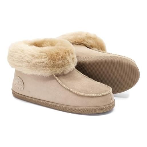 Vanuba peppin - pantofole da donna artigianali, in pelle naturale, lana di pecora al 100% , scarpe da casa calde e confortevoli (38 eu, grigio (grey))