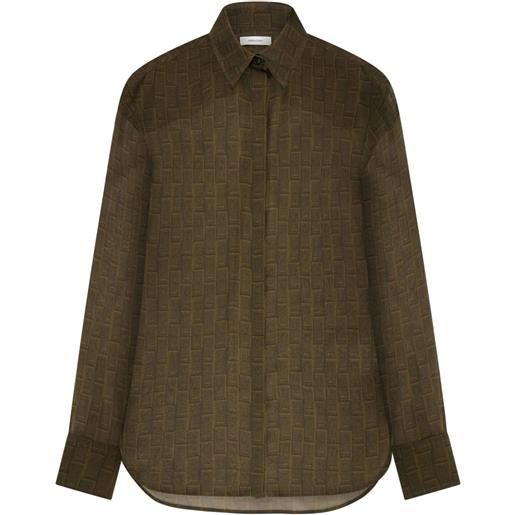 Ferragamo camicia con monogramma - verde