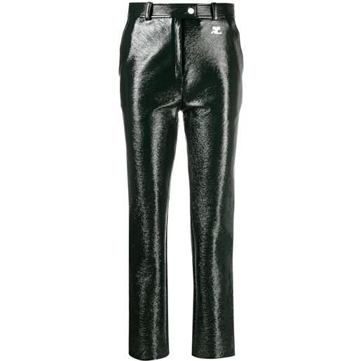 Courrèges pantaloni slim in vinile - verde