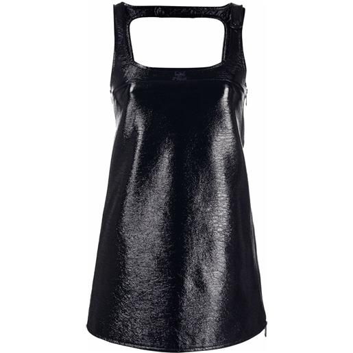 Courrèges abito corto smanicato in vinile - blu