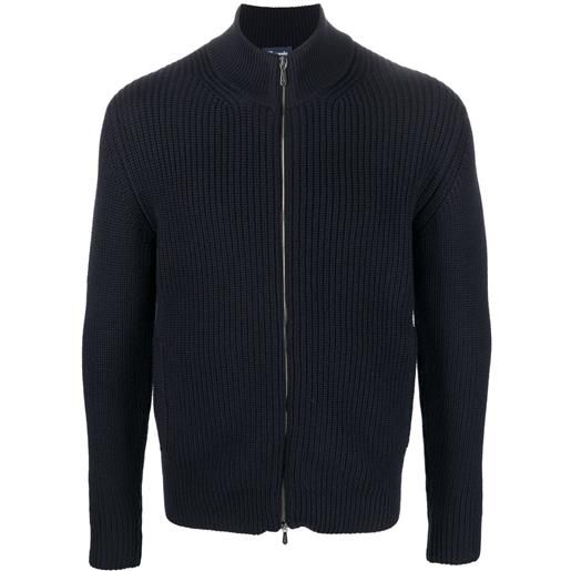 Drumohr cardigan in lana merino con zip - blu