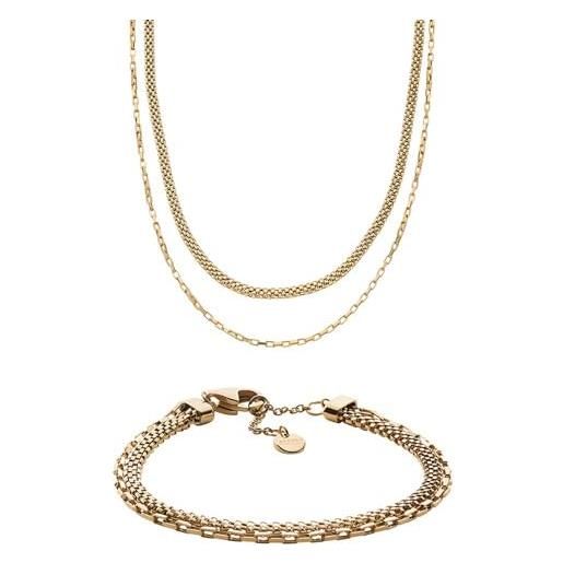 Skagen Donna Collana Acciaio Inossidabile Sea Vetro Oro
