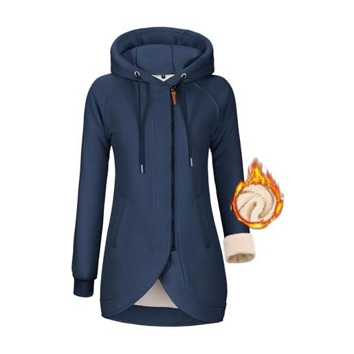 UMIPUBO felpa donna con cappuccio invernale felpe con zip fodera in pile hoodie sweatshirt a manica lunga caldo lungo giacca con tasche cotone termica cappotto pullover (rosa, s)