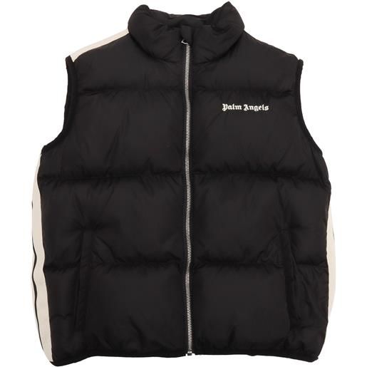 PALM ANGELS KIDS pa track puffer vest black off white