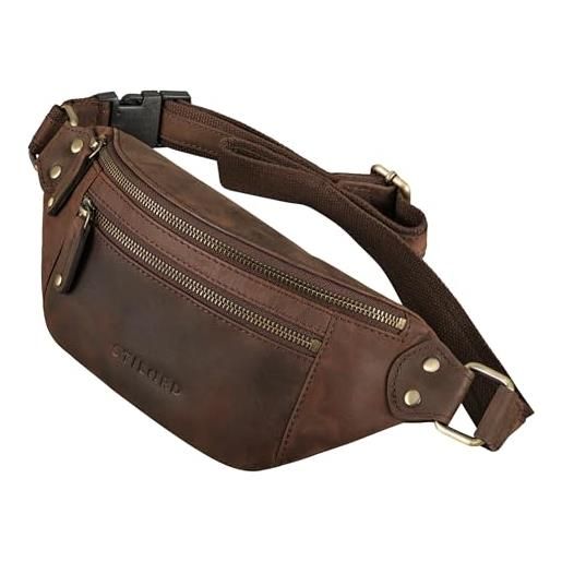 STILORD 'orson' marsupio in vera pella borsa cintura elegante, colore: zamora - marrone