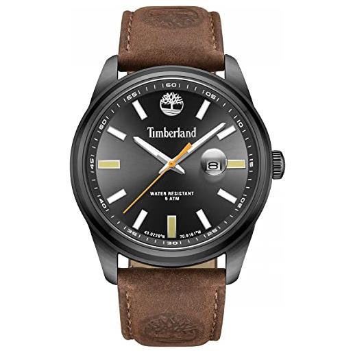 Timberland orologio analogico al quarzo unisex-adulto con cinturino in pelle tdwgf0009604