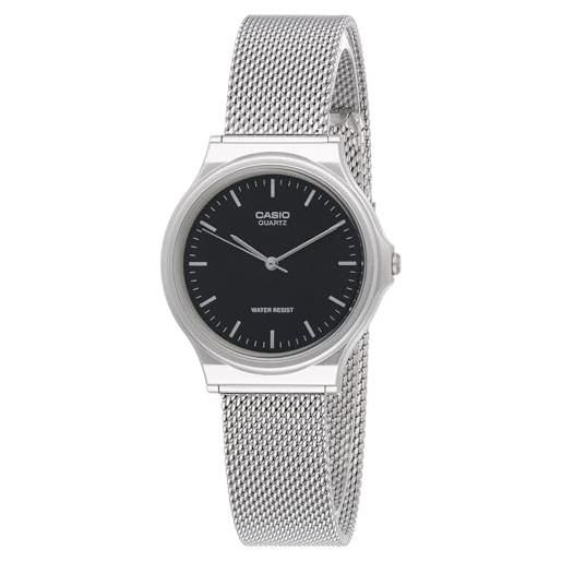 Casio orologio analogico al quarzo unisex, con cinturino in acciaio inox, argento, bracciale a maglia milanese. 