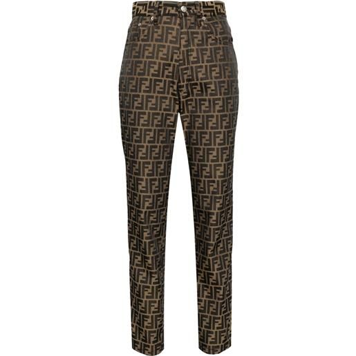 Fendi Pre-Owned - pantaloni con motivo zucca anni '90-2000 - donna - poliestere/cotone - 42 - marrone