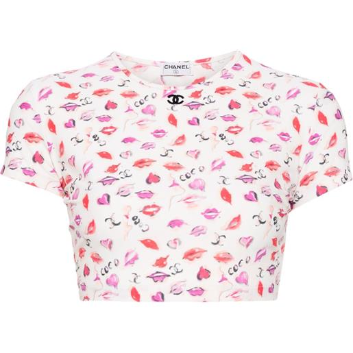 CHANEL Pre-Owned - t-shirt lipstick anni '90-2000 - donna - nylon/spandex/elastam - 42 - toni neutri