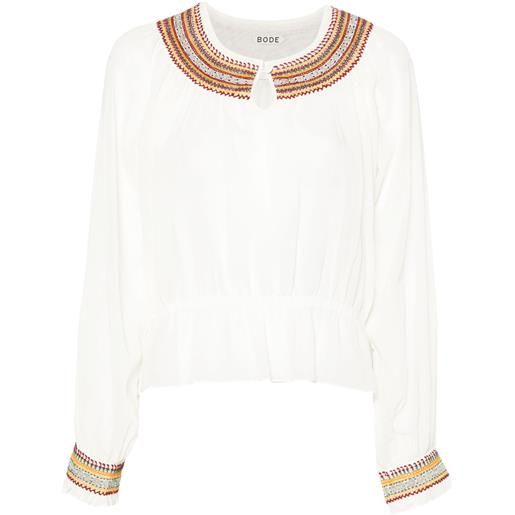BODE blusa con ricamo - bianco