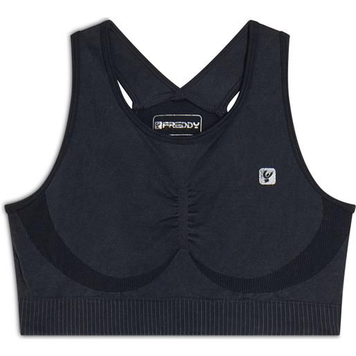 Freddy top sportivo seamless ice wash con spalline incrociate