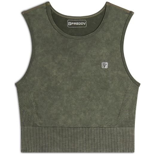 Freddy top corto senza maniche in tessuto seamless ice wash