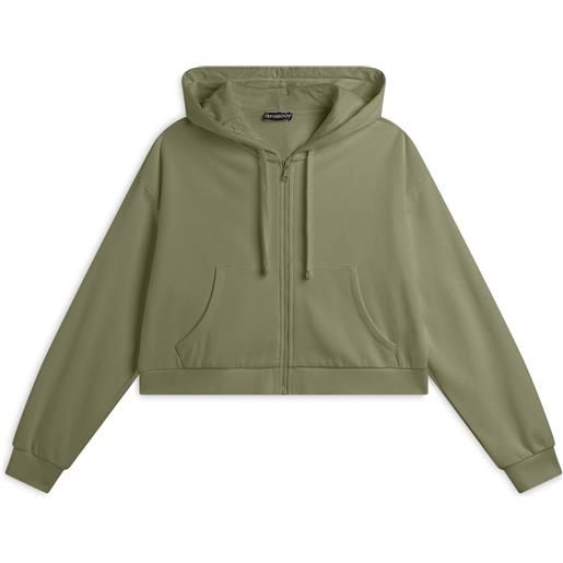 Freddy felpa corta oversize con zip e cappuccio decorato da ricamo