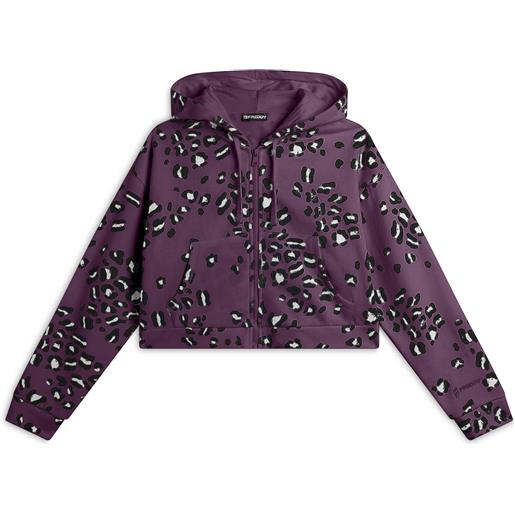 Freddy felpa corta comfort fit da donna con zip e fantasia maculata