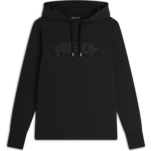 Freddy felpa donna con cappuccio stampa paislely e logo con borchie