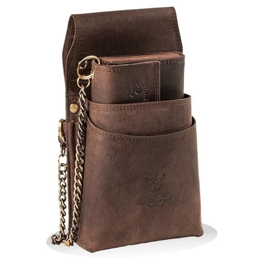 Benthill Portafoglio Cameriere In Vera Pelle Con Protezione RFID - XXL Professionale, Marrone, Dimensioni 19x10,5 Cm