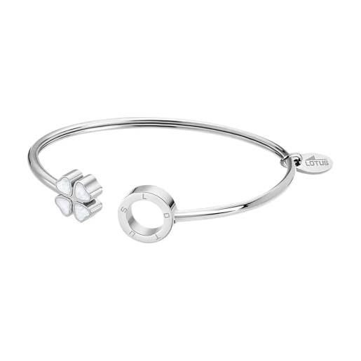 Bracciale Donna A Cuore In Acciaio Inox Lotus Style – Regalo Romantico, Diametro 6,5 Cm