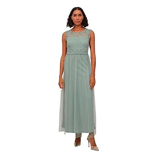 Vila vilynnea maxi dress-noos vestito, green milieu/dettagli: elastico, 46 donna