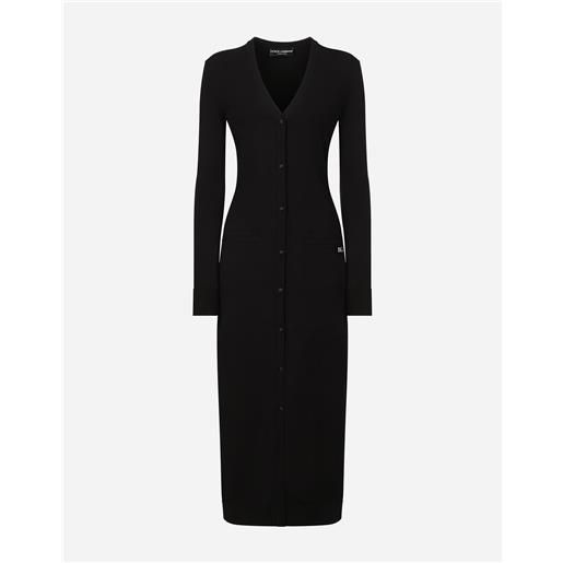 Dolce & Gabbana cardigan lungo in maglia di viscosa stretch con logo dg