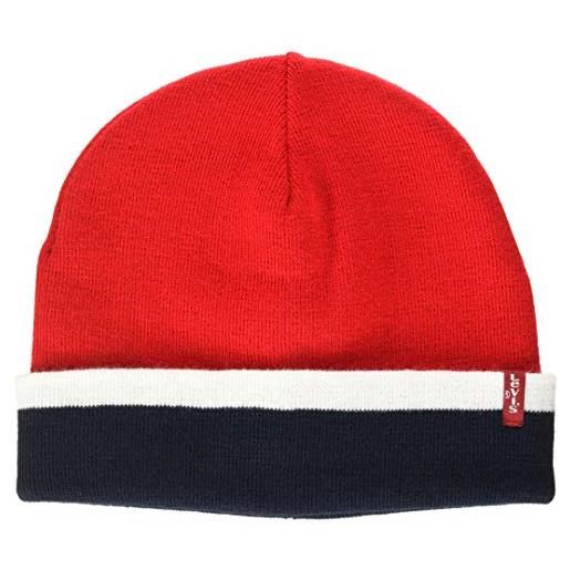 Levi's reversible beanie cuffia, rosso (dull red 89), unica (taglia produttore: un) uomo