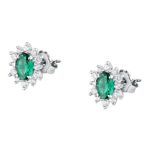 Morellato orecchini donna in argento 925‰, zircone verde, collezione tesori - saiw153