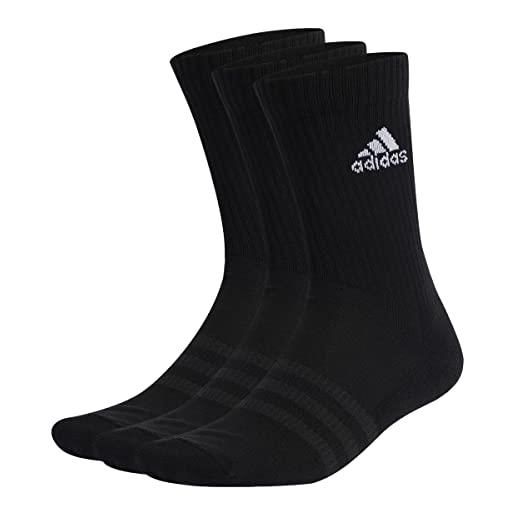 adidas cushioned crew socks 3 pairs, calze medie unisex - bambini e ragazzi, white/black, xxl (pacco da 3)