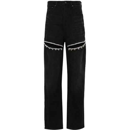 AREA pantaloni crystal slit affusolati - nero
