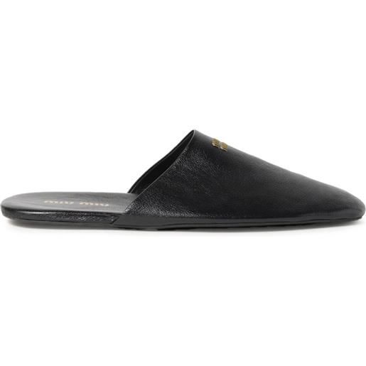Miu Miu slippers in pelle - nero