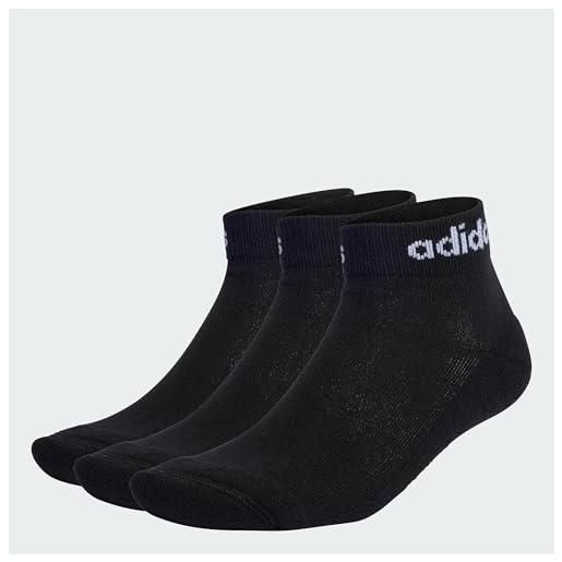 adidas unisex - adulto linear ankle cushioned socks 3 pairs, black / white, 45-48