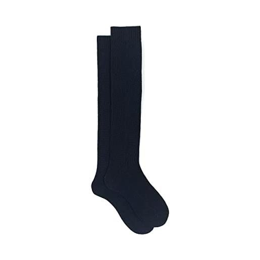 Gallo calze lunghe uomo cashmere blu tinta unita