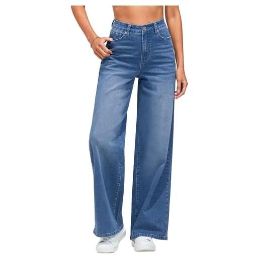 Vetinee jeans mom fit donna jeans a palazzo donna blu freddo taglia large: eu 42-44