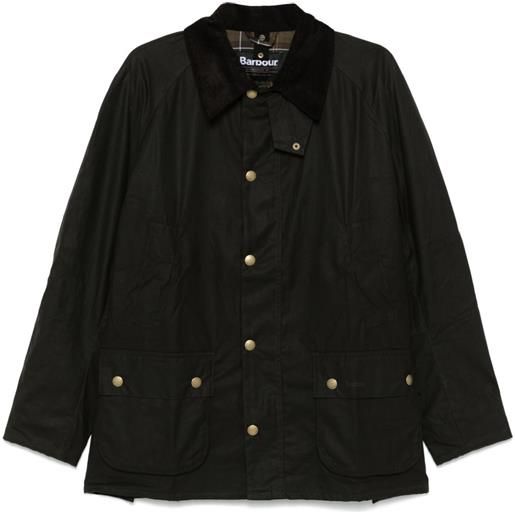 Barbour giacca in cotone cerato con colletto a coste - marrone