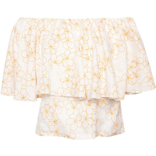 Bambah top daisy con ruches - bianco