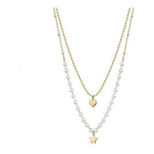 Collana Donna Brosway Multifilo In Acciaio Con Sfere E Perla Di Conchiglia - Verre Gioielli