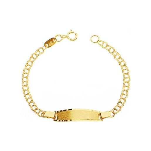 Monde Petit - bracciale bebè bambini ragazza oro giallo 18k personalizzata schiava ungherese opaca brillante 12 cm - scatola regalo - certificato di garanzia
