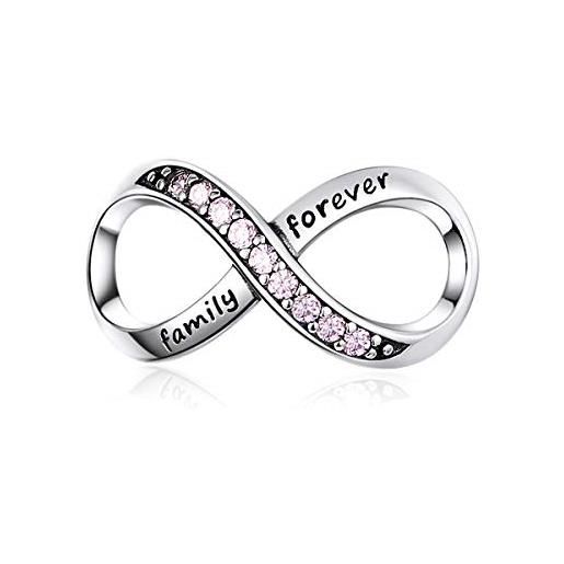 luvhaha charm infinito in argento sterling 925 con ciondolo a forma di famiglia forever per braccialetti pandora, collana da donna, argento sterling