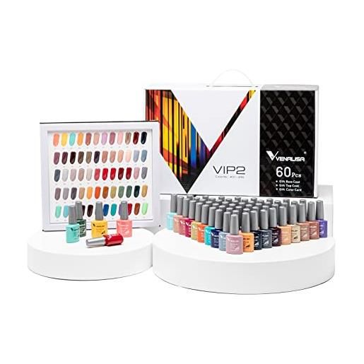 V VENALISA venalisa - set di 65 smalti gel con base e top coat, set di smalti soak off uv led con colori per nail art, starter per manicure e salone