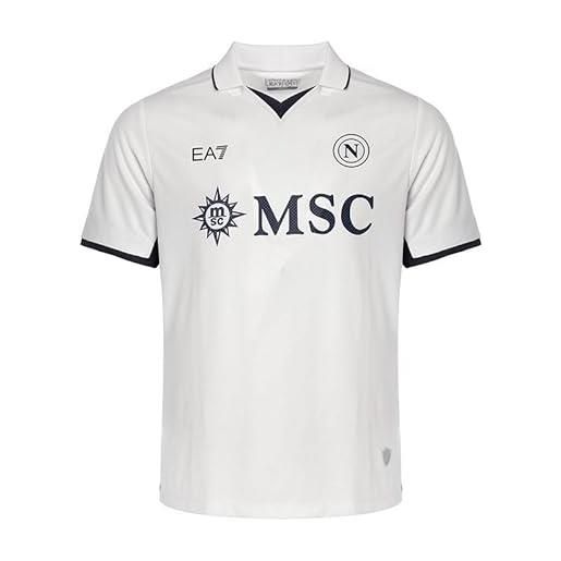 Ssc napoli set gara junior away, ea7 prodotto ufficiale, maglia e pantaloncino ufficiale calcio bambini 2024/2025-10 anni